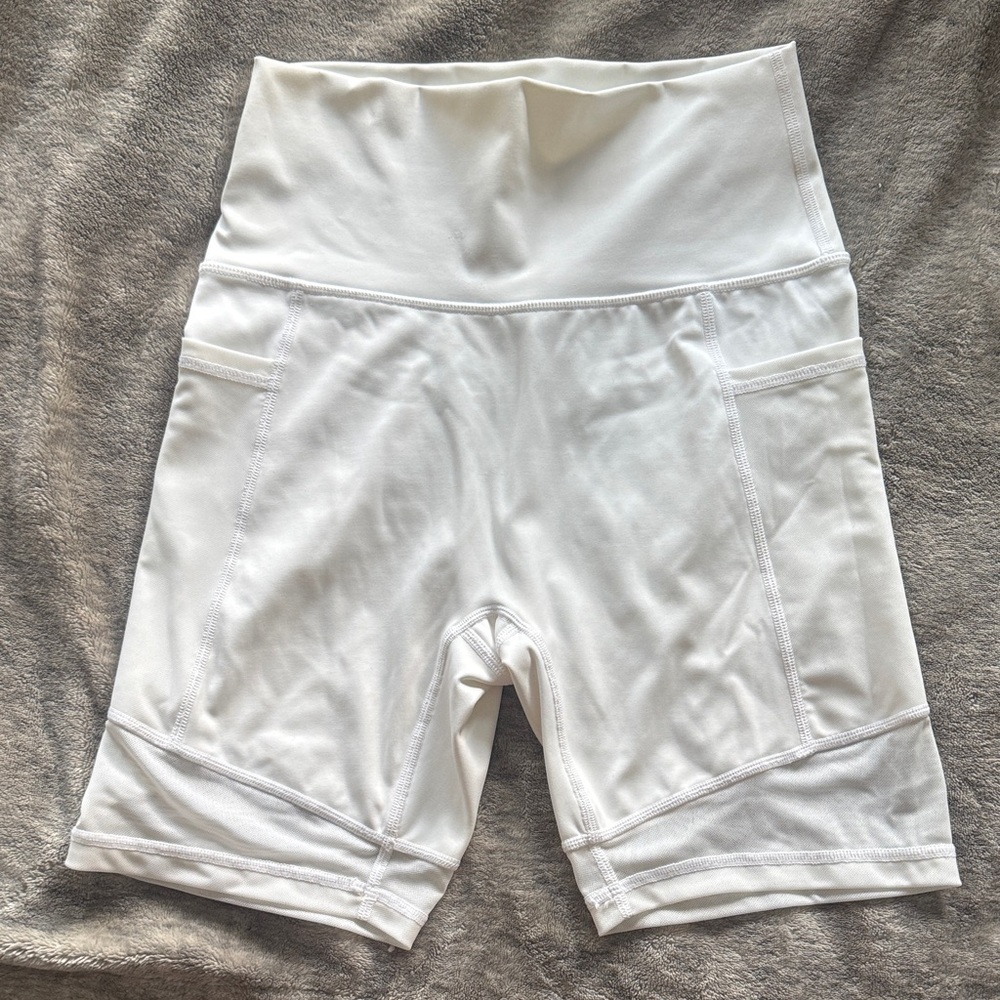 High-Waist White Women’s Bike Shorts